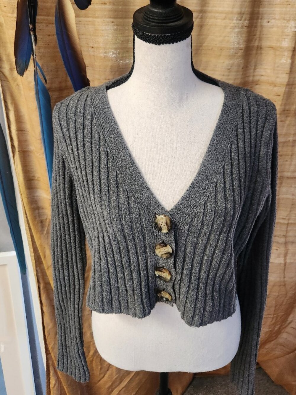 Urban Outfitters BDG So Soft V-Neck Cardigan Gray W S-P